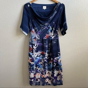 Silk Coquille Japonica Watercolor Sheath Dress, Anthropologie, 8